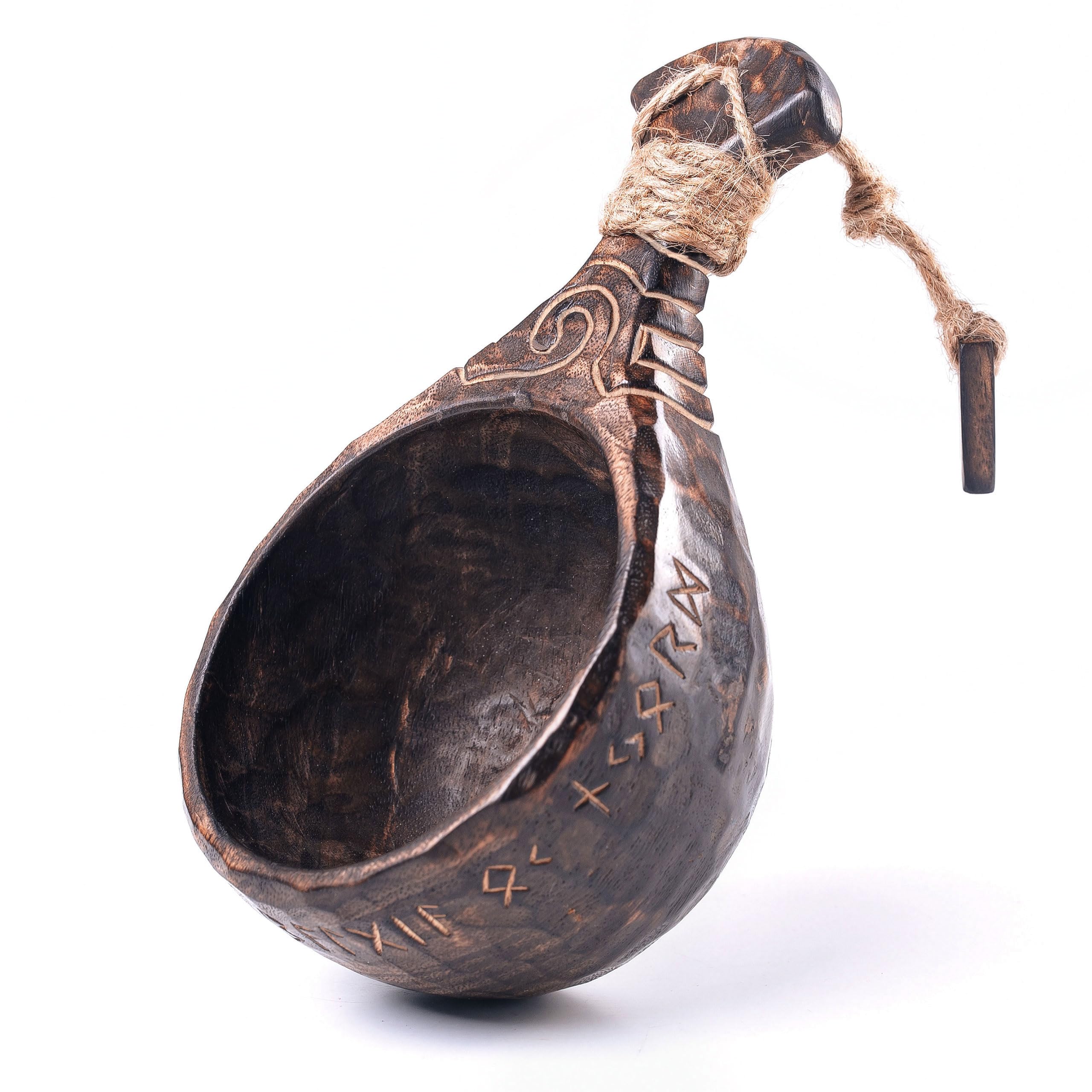 Norse Tradesman Wooden Kuksa Cup for Camping and Survival - 320 ml Viking Inspired Design with Twine Carrying Loop