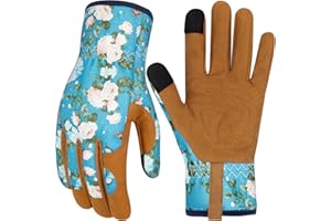 MERTURN Leather Gardening Gloves for Women Thorn Proof Garden Gloves Touch Screen Working Gloves Gifts,M