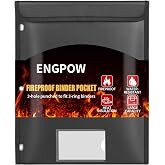 ENGPOW Fireproof Binder Pocket for 3 Ring Binder, Protect Files from Fire | 3-Hole,Water Resistant,Document Safe Holder for Important Papers,for School,Home,Office,Travel,Emergency,Letter Size,Black