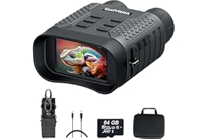 CoxiVision 4K Night Vision Goggles - 3.1'' HD Screen, 5X Digital Zoom, 7-Level IR Illuminator Binoculars with 64GB Memory Card and Detachable 4400mAh Battery - Day and Night Photo and Video Recording