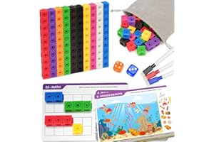 BenBen Math Manipulatives Blocks, 100pcs Number Counting Cubes, with 15 Game Cards & Storage Bag, 3-8 yrs Kids STEM Educational Toys, Homeschool Preschool Kindergarden Learning Activity Supplies