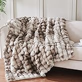 Serenhom 50x60 Inches Ultra-Soft Fuzzy Faux Fur Plush Throw Blanket - Thick, Warm Sherpa for Couch, Sofa, Bedroom, Camping - Decorative Blanket for Cozy Warmth, Bubble Brown Tie Dye