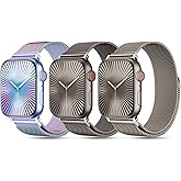 3 Pack Metal Mesh Loop Compatible with Apple Watch Band 38mm 40mm 41mm 42mm 44mm 45mm 46mm 49mm Women Men, Stainless Steel Magnetic Clasp Strap for iWatch Series 11 10 9 8 SE 7 6 5 4 3 2 1 Ultra