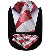HISDERN Ties for Men Plaid Checkered Tie with Pocket Square Woven Business Formal Necktie Handkerchief Set Wedding Party