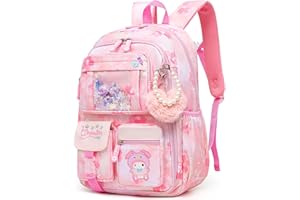 ALRISG Lovely Girls Backpack School Bag for Students Kids Book Bag with Multiple Pockets Splash-proof Children's Backpack（17inch Pink）