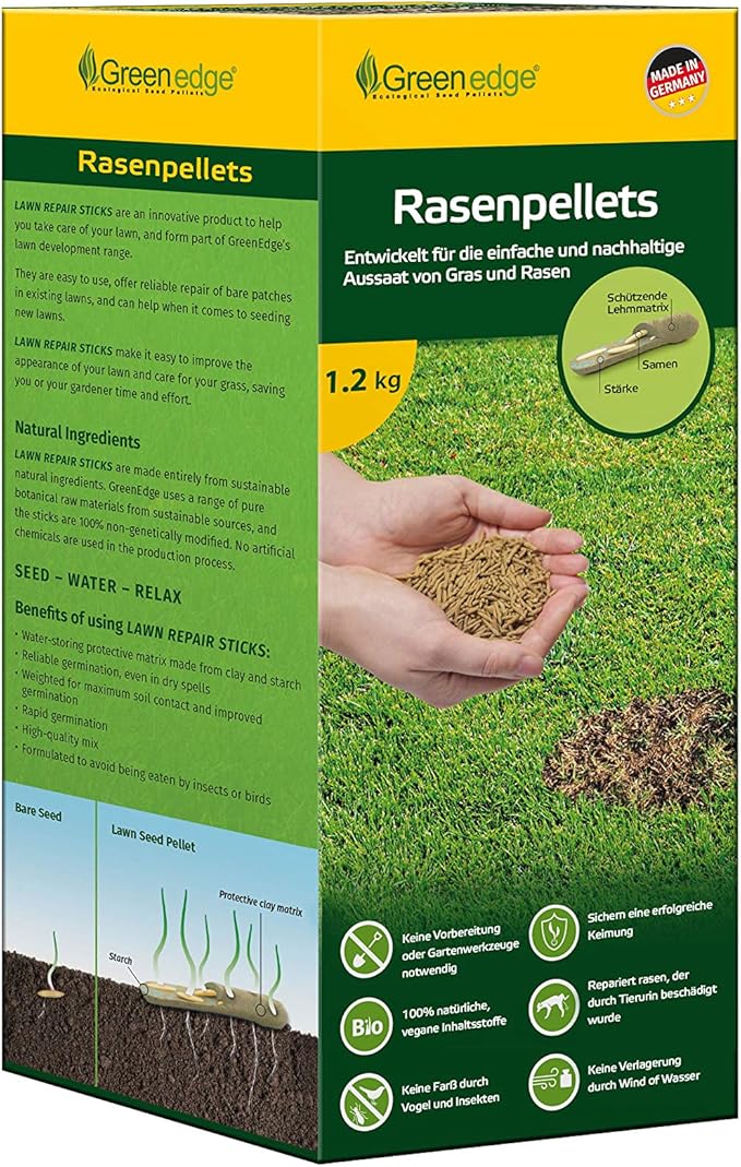 Greenedge Garten Rasenpellets Rasen - Rasensamen für robusten und widerstandsfähigen Rasen ...