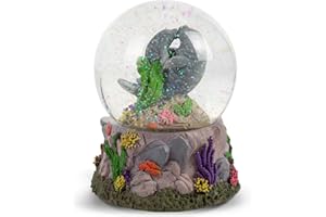 Elanze Designs Manatees Playing in Ocean 100MM Sturdy Wind Up Music Glitter Water Snow Globe Tabletop Dresser Nightstand Figurine Decoration Plays Tune Somewhere in Time