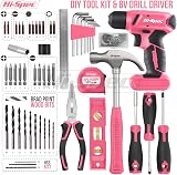 Hi-Spec 57pc Pink Tool Kit with Drill 8V USB Cordless Screwdriver Bits view 2