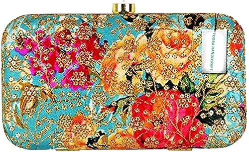 Women's Clutch (Printed Sequins Aari_Turquoise)