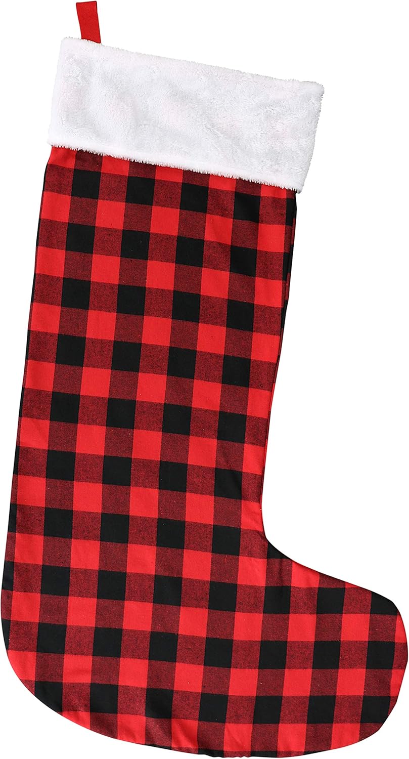Stockings & Holders - Iconikal Jumbo Christmas Stocking, Red Buffalo Plaid, 43-Inches Tall