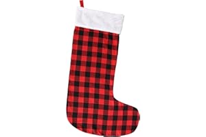 Iconikal Jumbo Christmas Stocking, Red Buffalo Plaid, 43-Inches Tall Great Decoration Toys Tools Clothes