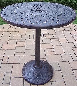 Oakland Living Belmont Bar Table with Aluminum Top, Aged Black