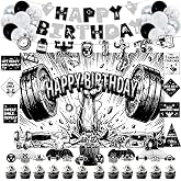 Mpanwen Gym Birthday Decorations, Fitness Gym Weightlifting Birthday Party Decor Supplies for Men - Backdrop, Banners, Balloons, Cake Toppers, Centerpieces, Hat, Wall Signs
