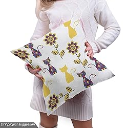 Ambesonne Cat Lover Fabric by The Yard, Funny Poly