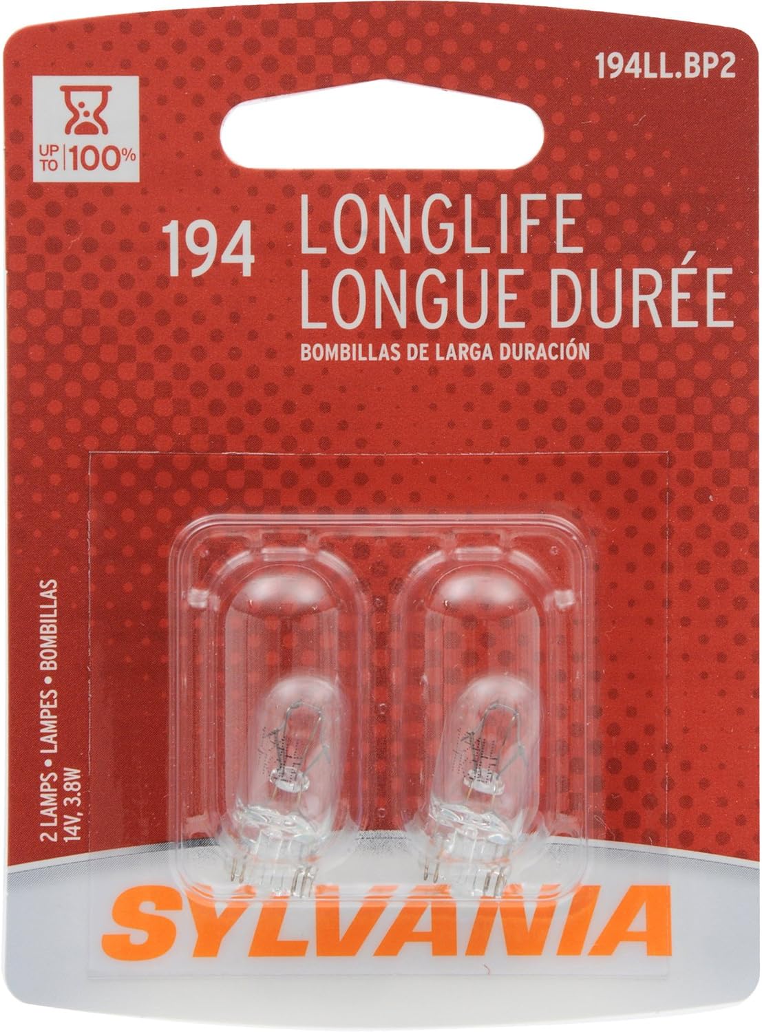Amazon Com Sylvania 194 Long Life Miniature Bulb Contains 2 Bulbs Automotive