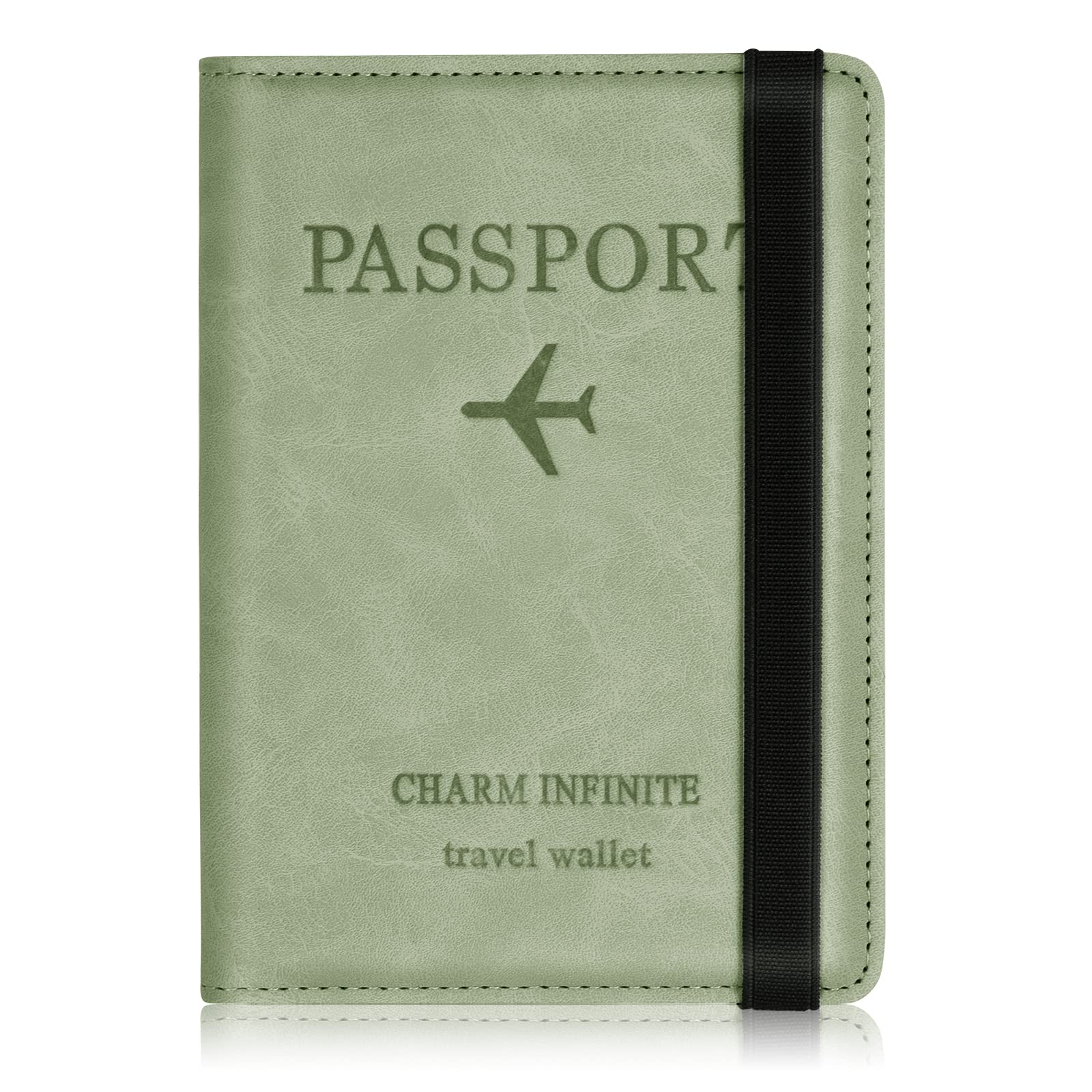 Toctax Passport Holder Cover, PU Leather RFID Travel Wallet Case Organiser Accessories, UK Passport Cover for Passport, Business Cards, Credit Cards, Boarding Passes (Green)