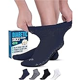 Doctor's Select Diabetic Ankle Socks with Grippers for Men and Women - 4 Pair 1/4 Length Neuropathy Socks for Women