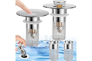 PUVIN 2 Pcs Bathroom Sink Drain Strainer - Universal Stainless Steel Floor Drain Filter, Pop Up Sink Drain Stopper, Drain Plug Filter for Bathroom Sink, Anti Clogging Hair Catcher (2 Packs)