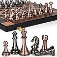 15-Inch Large Metal Chess Set for Adults and Kids with Metal Chess Pieces – Foldable Wooden Board with Storage, Portable Classic Game Set for Travel & Home, Elegant Gift for Chess Enthusiasts