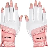 MAZEL Women's Fingerless Golf Gloves One Pair Open-Finger Design,Breathable Hot Wet Weather Sweat-Absorbing,Fit Size S M L XL