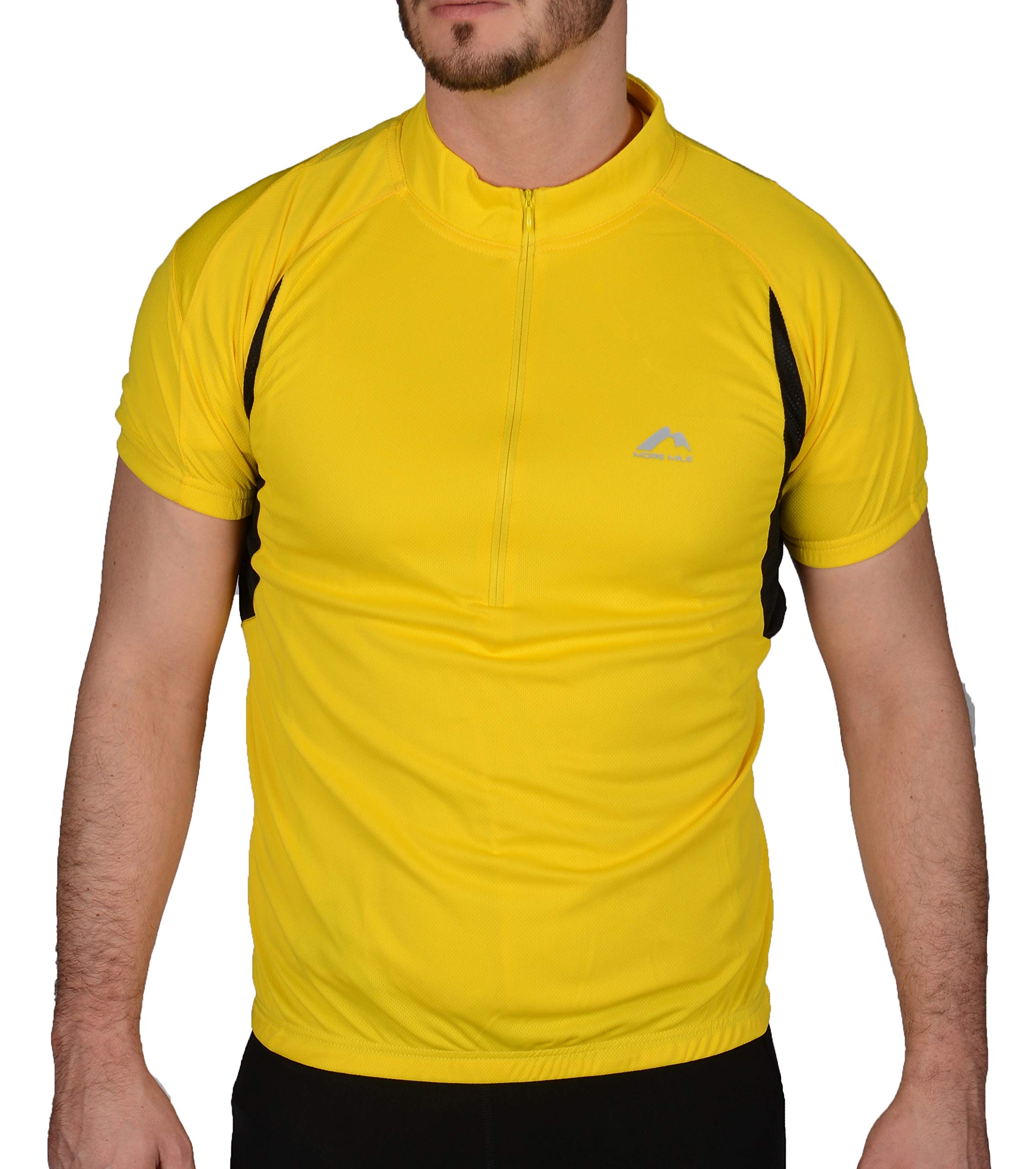 More Mile Mens Cycling Jersey Short Sleeve Half Zip Ventilated Summer Bike Shirt Cycle Ride Top