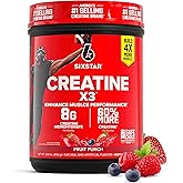 Six Star Creatine Monohydrate Powder, X3 (Fruit Punch) - 30 Servings | Flavored Creatine Powder Monohydrate Supplement for Muscle Building &amp; Performance, Post Workout Supplement for Men, Women