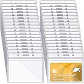 Zonon 150 Pcs Horizontal Clear ID Badge Holders Plastic Card Name Tag Holders Badge Sleeves Horizontal Waterproof Transparent PVC Sleeve Cover Pouch for Office School Travel(3.35 x 3.94 Inch)