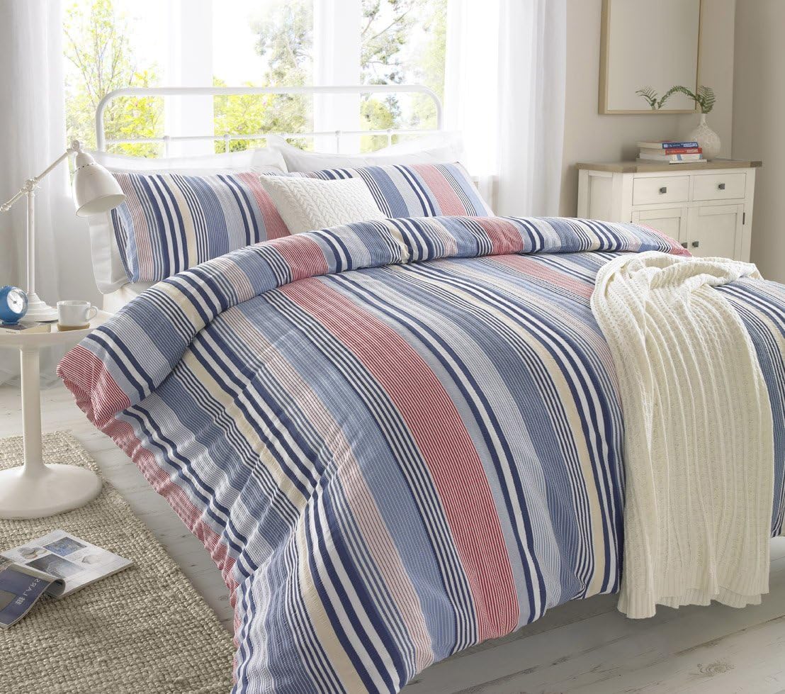 PIERIDAE Stripe Seersucker Duvet Cover & Pillowcase Set Bedding Quilt