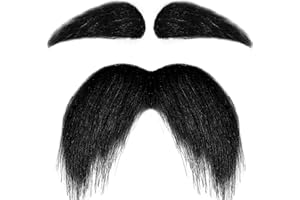 Itscolofy Fake Mustache Self Adhesive and Eyebrows Set, Stick On Mustache Costume, Fake Beard Material Novelty Mustaches for Halloween Costume Festival Party (Black)