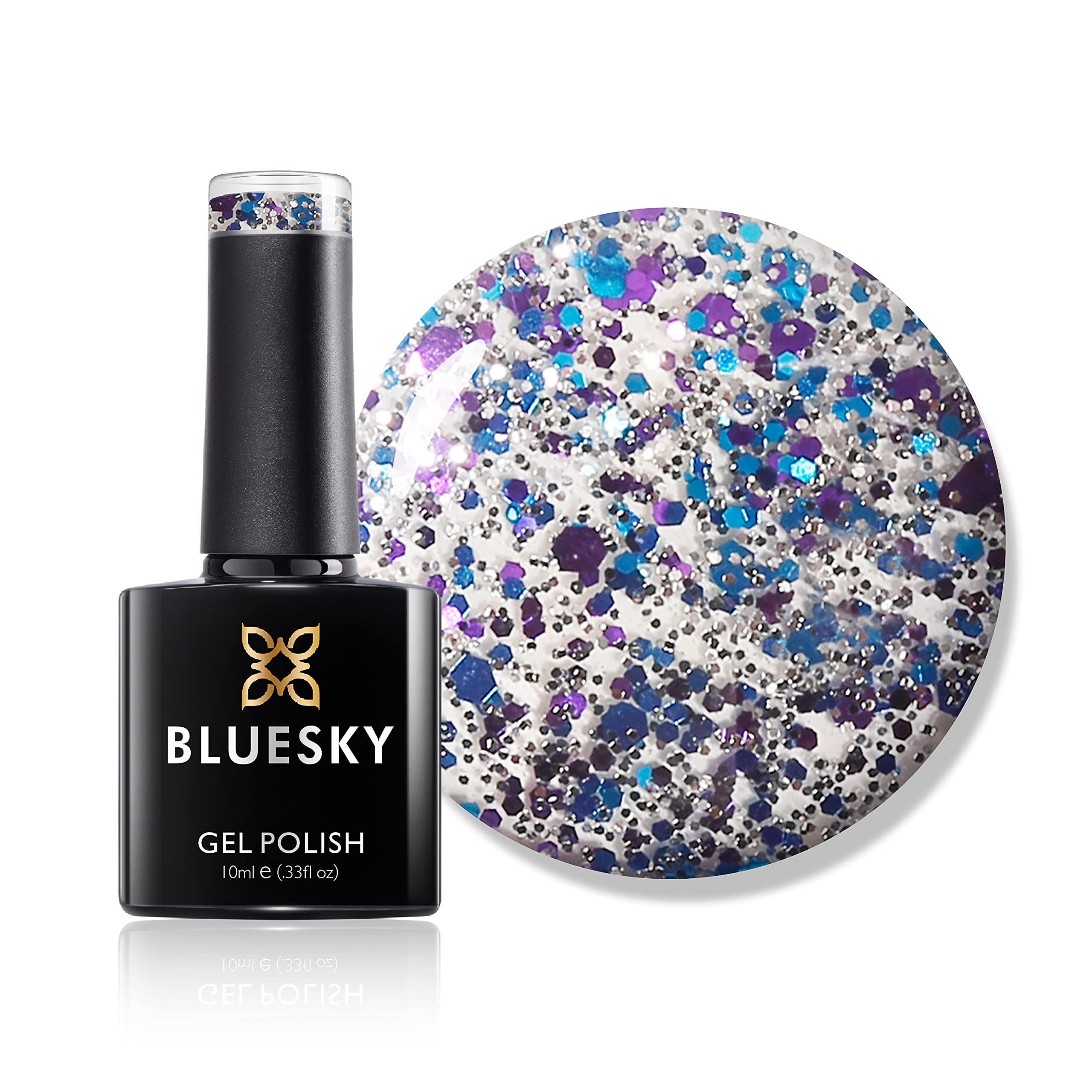 Bluesky Gel Nail Polish, Just Dance Sp11, Clear, Glitter, Transparent Long Lasting, Chip Resistant, 10 ml (Requires Drying Under UV LED Lamp)