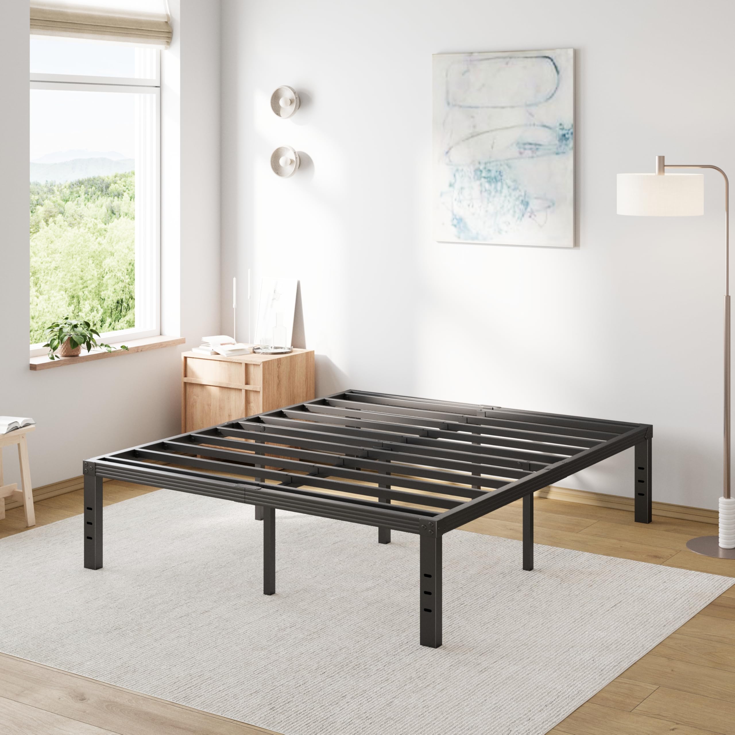 Photo 1 of **MISSING PARTS***COMASACH Queen Size Bed Frame 16 Inches High, Heavy Duty Steel Slats with Heavy Duty Support for Mattress,No Box Spring Needed, Noise-Free,Easy Assembly