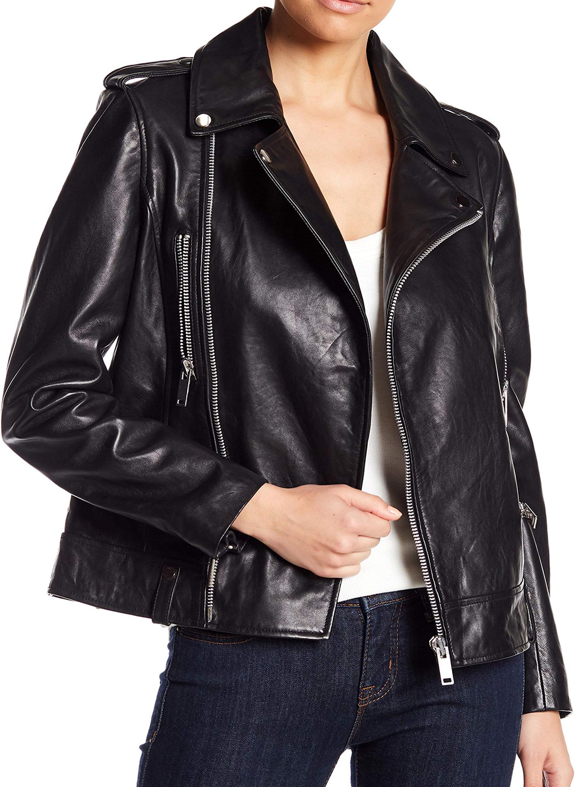 Walter Baker Liza Black Moto Leather Jacket Size Extra Small
