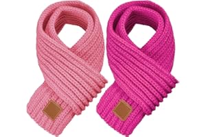 Zhanmai 2 Pcs Toddler Scarf Kids Warm Set Winter Knit Scarves Soft Neck Warmer for Boys Girls Children