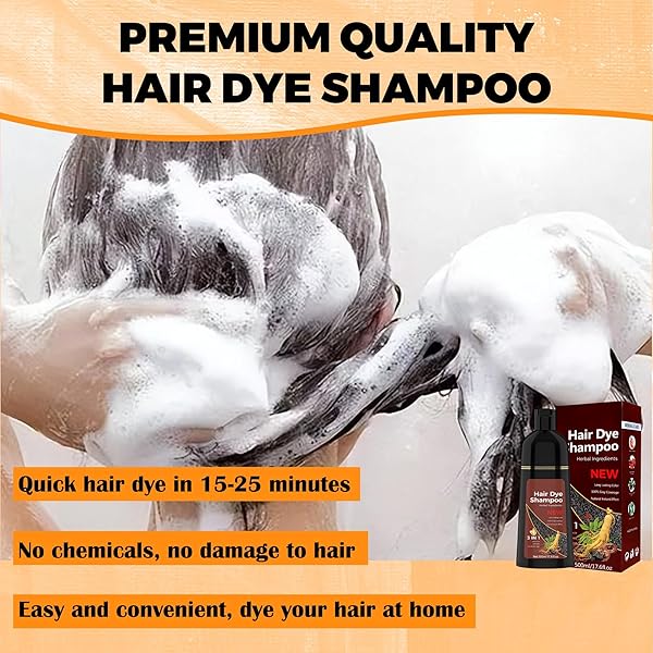 LANCITY HAIR DYE SHAMPOO HERBAL GREY COVERAGE HAIR DYE SHAMPOO 3 IN 1 HAIR COLOR SHAMPOO FOR HAIR INSTANT FOR MEN & WOMEN ( DARK BROWN)