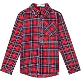 Yoimira Boys Flannel Shirts Kids Long Sleeve Plaid Tops Casual Button Down Shirt Western Plaid Jacket