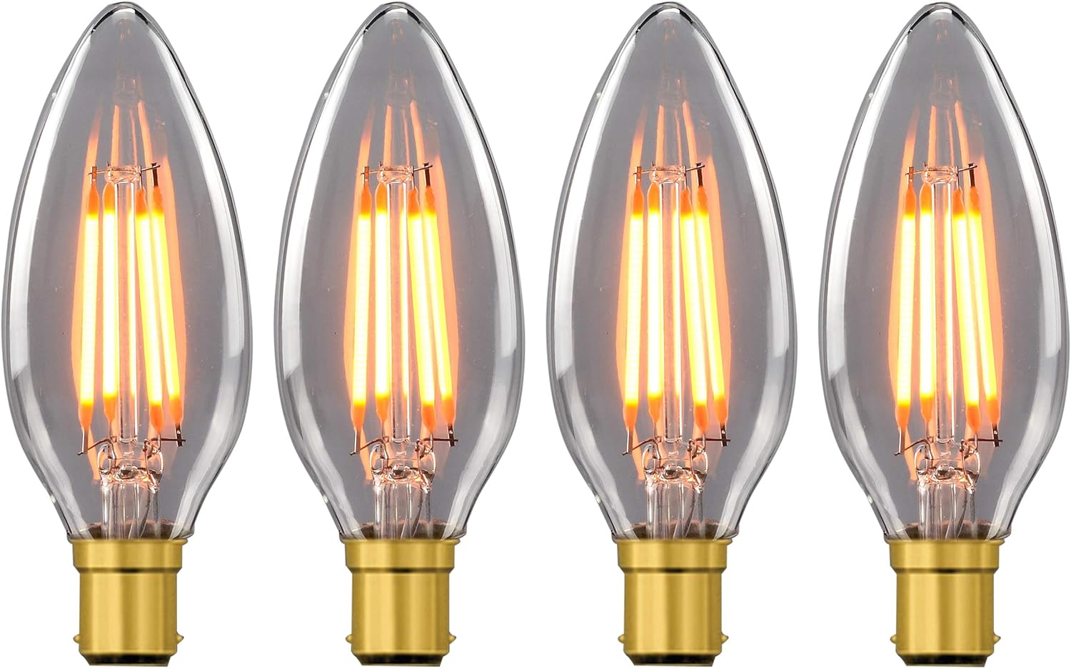PIFCO 4 Pack Vintage Candle Light Bulbs 40W B15 'Push and Twist