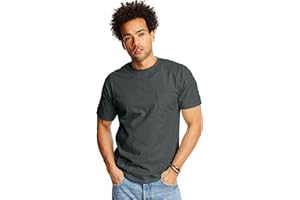 Hanes Men's Heavyweight Pocket T-Shirt, Beefy-T Full-Cut Cotton Pocket Tee for Men, Crewneck T-Shirt For Men, 1 or 2 Pack