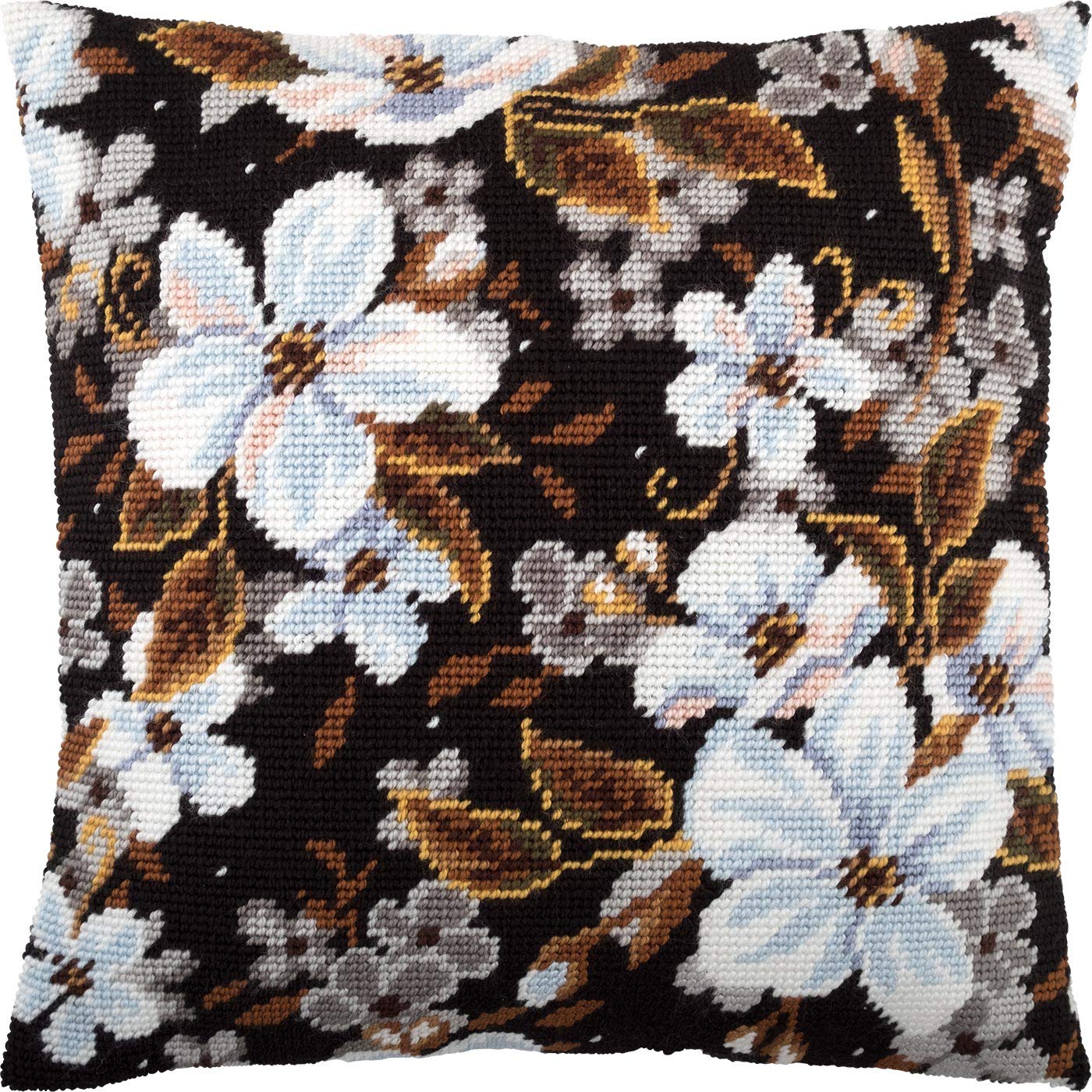 Brvsk Apple Blossom. Embroidery Kit w/Printed Tapestry Canvas (40 × 40 cm) — Embroidery Cushion Kit for Creative Home Décor — Needlework Kit for Adult Beginners
