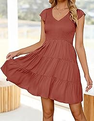 ZESICA Womens 2024 Summer Casual V Neck Flutter