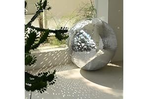 Yescom 24" Large Disco Ball Mirror Big Hanging Glass Decoration for 70s 80s Party Events Wedding DJ Dance Club Bar Stage Lighting Business Holiday Home Decor Silver