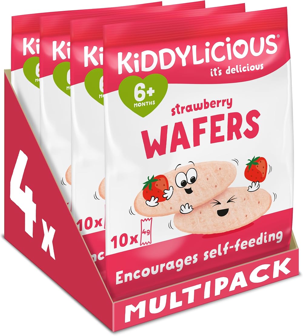 Kiddylicious Strawberry Wafers Gluten Dairy Free 6 Months 4 x 10 Twin Packs