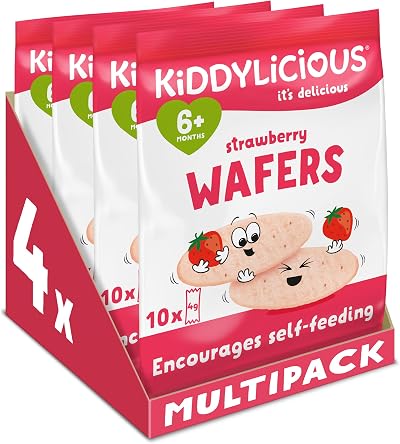 Kiddylicious Strawberry Wafers Gluten Dairy Free 6 Months 4 x 10 Twin Packs