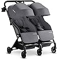 Mompush Lithe Double Ultralight Stroller, Lightweight Side by Side Stroller, Two Large Seats with Individual Recline, Easy Fo