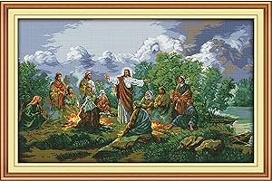 Dimensean Stamped Cross Stitch Kits Full Range of Embroidery Patterns Starter Kits for Beginners Adult or Kids DIY Cross Stitches Needlepoint Kits 11CT-esus and The Disciples 15.7x23.6 inch