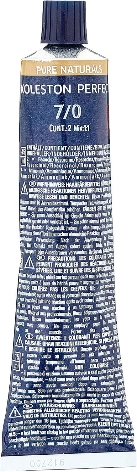 WELLA Koleston Perfect Me+ Pure Naturals Permanent Hair Colour Cream, No. 7/0 Medium Blonde, 0.66 kg, 60 ml (Pack of 1) - Image 3
