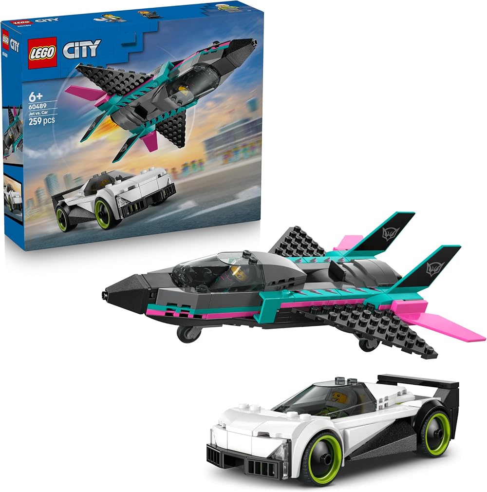 LEGO City Jet vs Car 60489 Building Kit Plane & Supercar with Minifigures