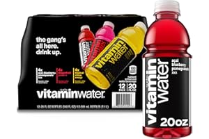GLACEAU VITAMINWATER vitaminwater Variety Pack Nutrient Enhanced Flavored Water Beverage, 20 fl oz Bottles, 12 Pack