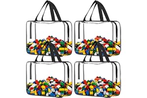 ZZFENGKR 4 Pack Large Toy Storage Bags, Clear Pvc Zipper Bags for Organizing, Waterproof Toy Bags for Board Games, Building Blocks, Puzzles, Small Toys and Kids Books
