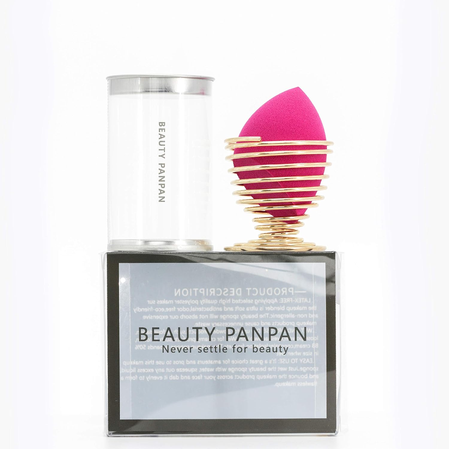 BEAUTY PANPAN Makeup Blender Sponge with Egg Sponge Blending Holder Stand (Bevel Cut Type)
