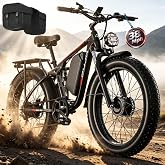 4000W Dual Motor Ebike 52V Up to 100 Miles 52V 24" Fat Tire PU354 | USB port &amp; phone holder.160Nm torque climbs hills.Full suspension &amp; hydraulic brakes.Off-road.40-100mi range.1300Wh battery